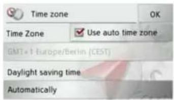 Time zone OK Time Zone ✓ Use auto time zone GMT+1 Europe/Berlin (CEST) Daylight saving time Automatically