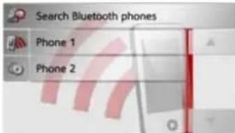 Search Bluetooth phones Phone 1 Phone 2
