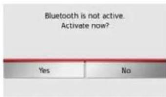 Bluetooth is not active. Activate now? Yes No