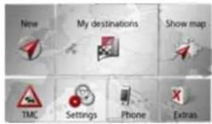 Now My destinations Show map TMC Settings Phone Extras