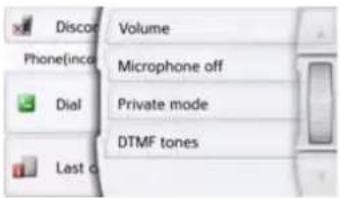 Discord Volume Phone(inco) Microphone off Dial Private mode DTMF tones Last o