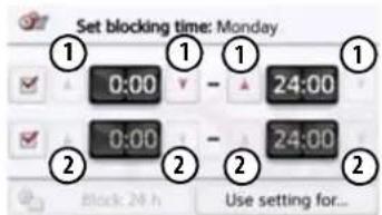 Set blocking time: Monday 0:00 - 24:00 0:00 - 24:00 Block 24 h Use setting for...