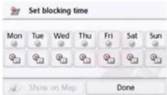 Set blocking time Mon Tue Wed Thu Fri Sat Sun Show on Map Done