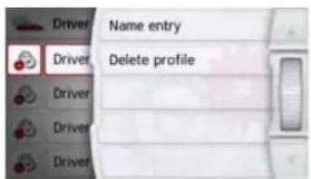 Driver Name entry Driver Delete profile Driver Driver Driver