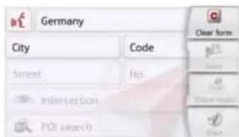 Germany City Code Clear form Street No Interjection POT search