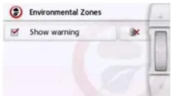 Environmental Zones Show warning