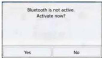 Bluetooth is not active. Activate now?