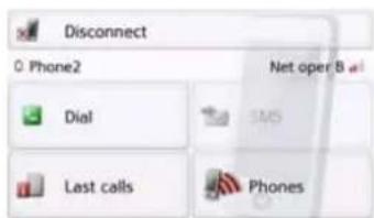 Disconnect 0 Phone2 Dial Last calls Net oper B SMS Phones