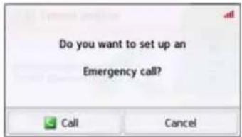 Do you want to set up an Emergency call? Call Cancel