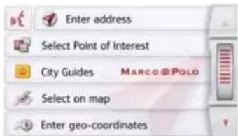Enter address Select Point of Interest City Guides MARCO@POLO Select on map Enter geo-coordinates