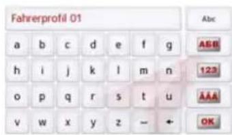 Fahrerprofil 01 a b c d e f g h i j k l m n o p q r s t u v w x y z - ← AEB 123 AAA OK