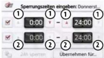 Sperrungszeiten eingeben: Donnerst 0:00 - 24:00 0:00 - 24:00 24h sperren Übernehmen für...