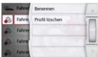 Fahres Benennen Fahres Profil löschen Fahres Fahres