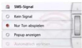 SMS-Signal Kein Signal Nur Ton abspielen Popup anzeigen Automatisch verlesen