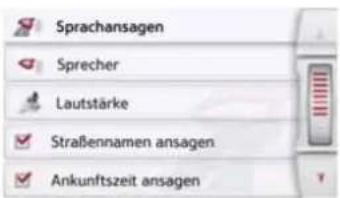 Sprachansagen Sprecher Lautstärke Straßennamen ansagen Ankunftszeit ansagen