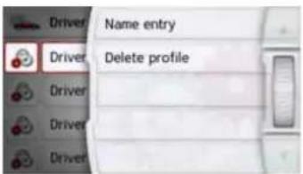 Driver Name entry Driver Delete profile Driver Driver Driver