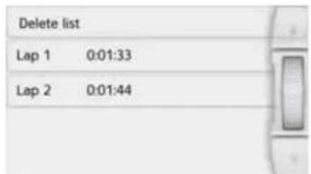 Delete list Lap 1 0:01:33 Lap 2 0:01:44