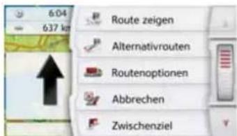 6:04 637 kg Route zeigen Alternativrouten Routenoptionen Abbrechen Zwischenziel