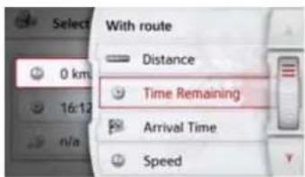 Select With route Distance Time Remaining Arrival Time Speed