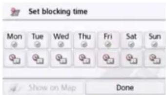 Set blocking time Mon Tue Wed Thu Fri Sat Sun Show on Map Done