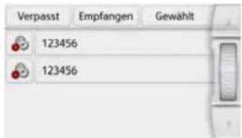 Verpasst Empfangen Gewählt 123456 123456