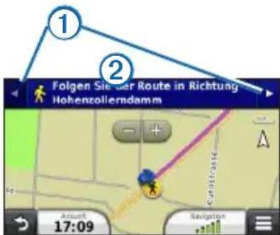 ① ② Folgen Siecher Route in Richtung Hohenzollerndamm Amount 17:09 Navigation