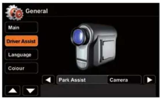 General Main Driver Assist Language Colour Park Assist Camera