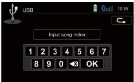 USB 10:16 Input song index: 1 2 3 4 5 6 7 8 9 0 OK