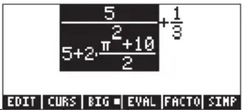 5 5+2·π²+10/2 +1/3 EDIT CURS BIG EVAL FACTO SIMP