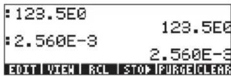 : 123.5E0 : 2.560E-3 123.5E0 2.560E-3 EDIT VIEW RCL STOP PURGE CLEAR