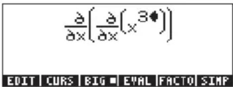 ∂/∂x(∂/∂x(x 3φ)) EDIT CURS BIG EVAL FACTO SIMP