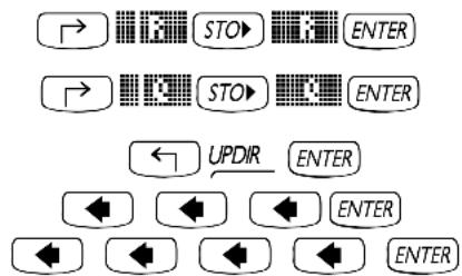 → STOP ENTER → STOP ENTER ← UPDIR ENTER ← ← ← ← ENTER ← ← ← ← ← ENTER