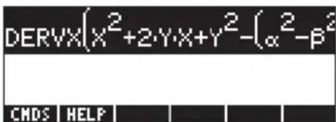 DERVX(X²+2·Y·X+Y²-(α²-β² CMDS | HELP