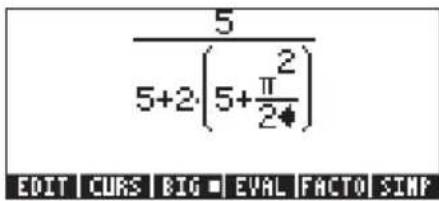 5 5+2·(5+π/2) EDIT | CURS | BIG ■ EVAL | FACTO | SIMP