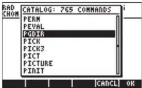 RAD CHOM CATALOG: 765 COMMANDS PERM PEVAL PGDIR PICK PICK3 PICT PICTURE PINIT CANDL OK
