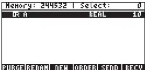Memory: 244532 | Select: 0 DR A REAL 10 PURGE REDAM NEW ORDERI SEND RECY