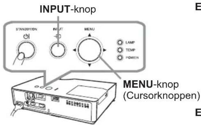 INPUT-knop STANDSYON INPUT MENU LAMP TEMP POWER MENU-knop (Cursorknoppen)