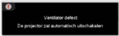 Ventilator defect De projector zal automatisch uitschakelen