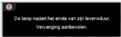 De lamp nadert het einde van zijn levensduur. Vervanging aanbevolen.