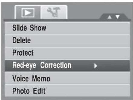 Slide Show Delete Protect Red-eye Correction Voice Memo Photo Edit