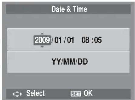 Date & Time 2009/01/01 08:05 YY/MM/DD Select SET OK