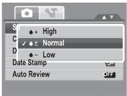 Sa High C Normal D Low Date Stamp Auto Review OFF