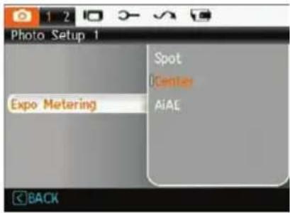 Photo Setup 1 Spot Center Expo Metering AiAE BACK
