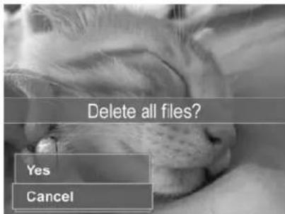 Delete all files? Yes Cancel