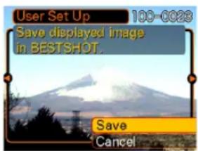 User Set Up 100-0028 Save displayed image in BESTSHOT. Save Cancel