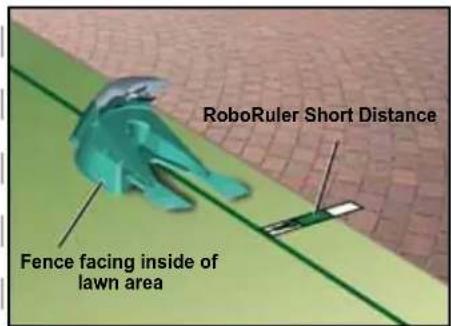 RoboRuler Short Distance Fence facing inside of lawn area