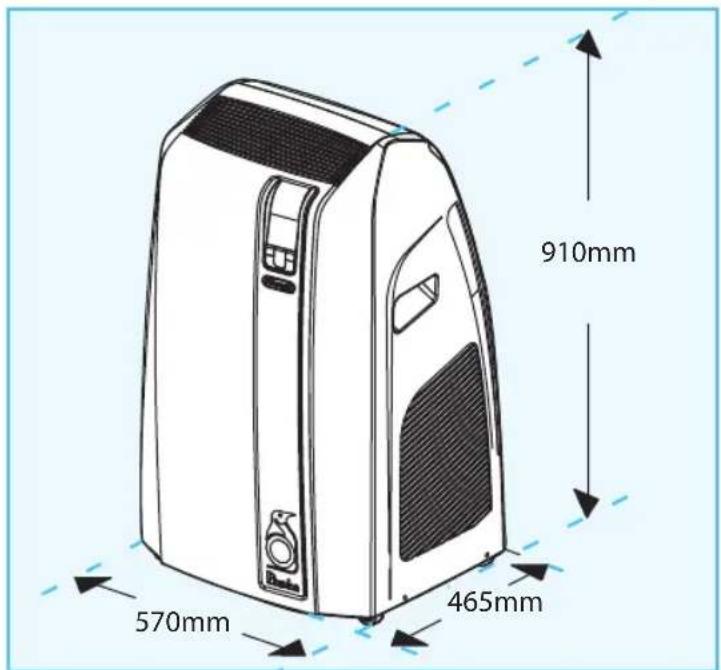 DELONGHI PAC W10AH - ABMESSUNGEN DES GERÄTS - 1