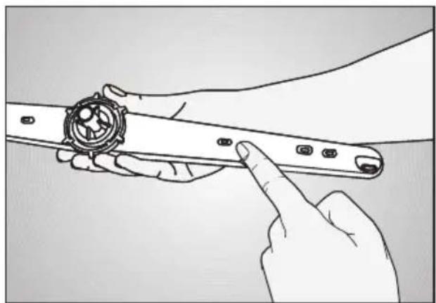 Illustration of hands adjusting a mechanical component with a knob (no text or symbols)