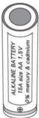ALKALINE BATTERY 15A size AA 1,5V 0% mercury & cadmium