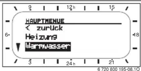 HAUPTMENUE < zurück Heizung Warmwasser 6 720 800 195-08.10